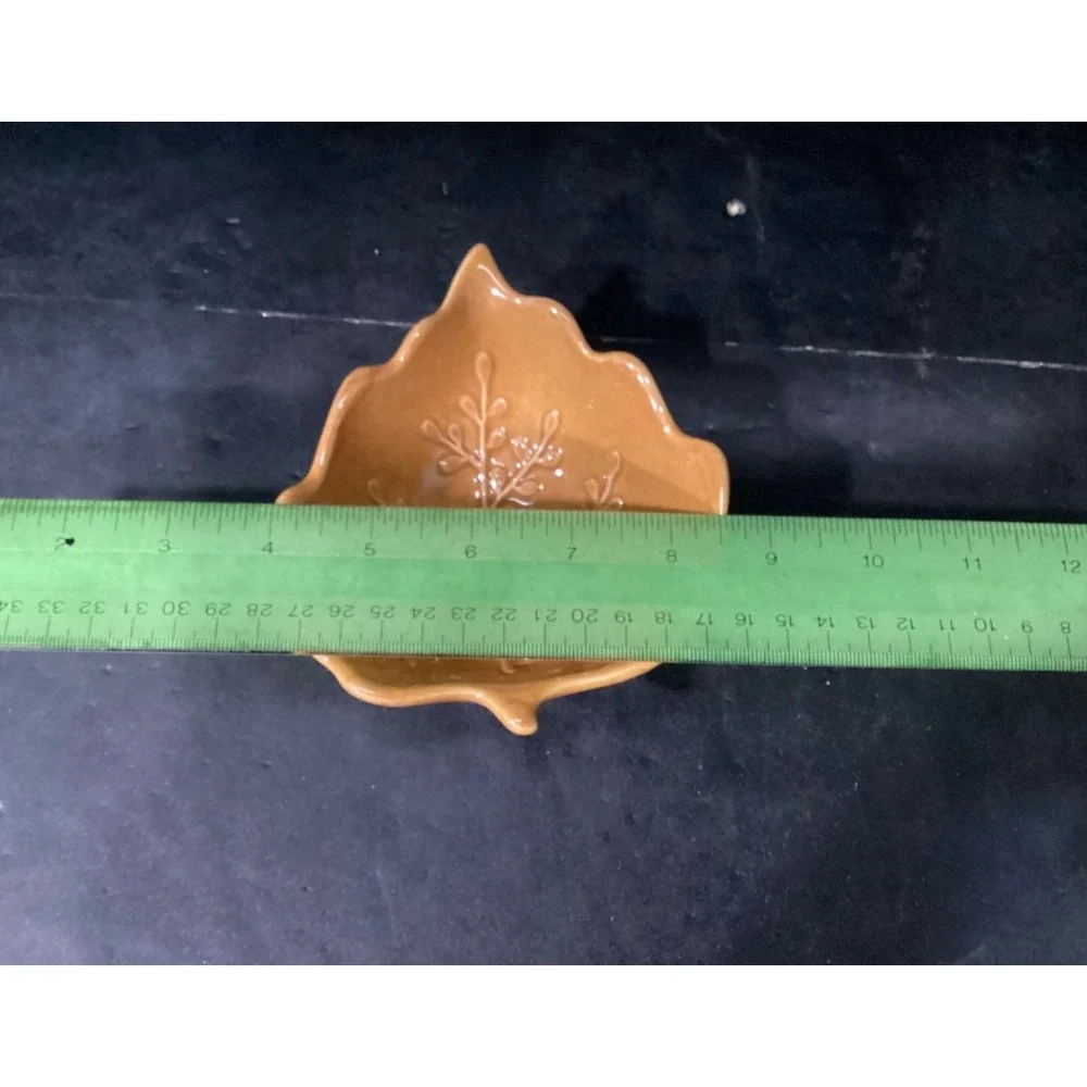 Set‎ of 2 Pier 1 Imports Yellow Golden Leaf Footed Bowls Fall Stoneware